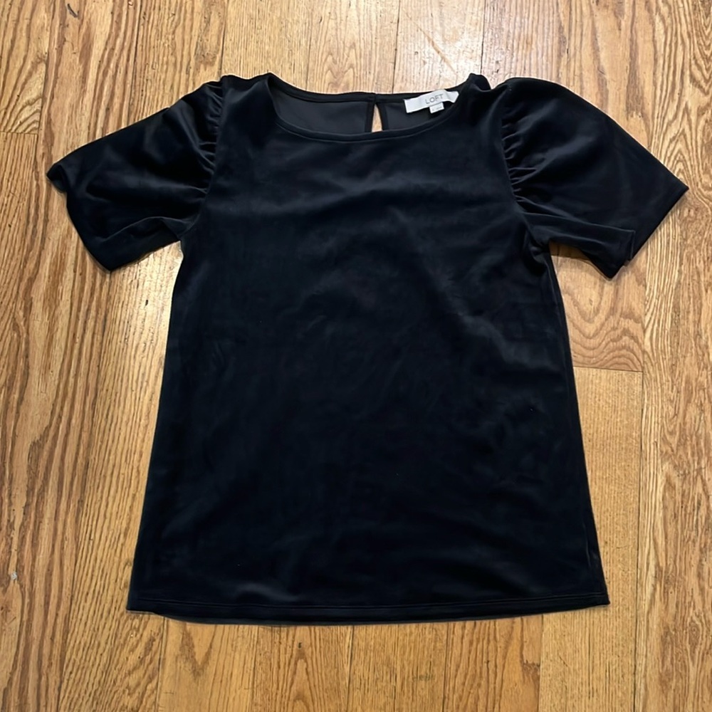 LOFT Black Velvet Blouse • Size S